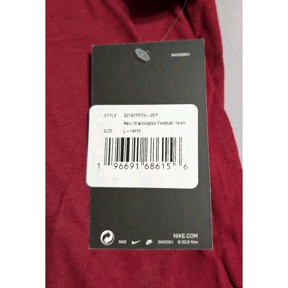 NWT Nike Washington Commanders T Shirt‎ Youth Large 14-16 NFL Burgundy